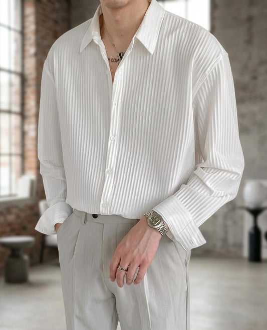 Luxe Flow Pleated White Shirt