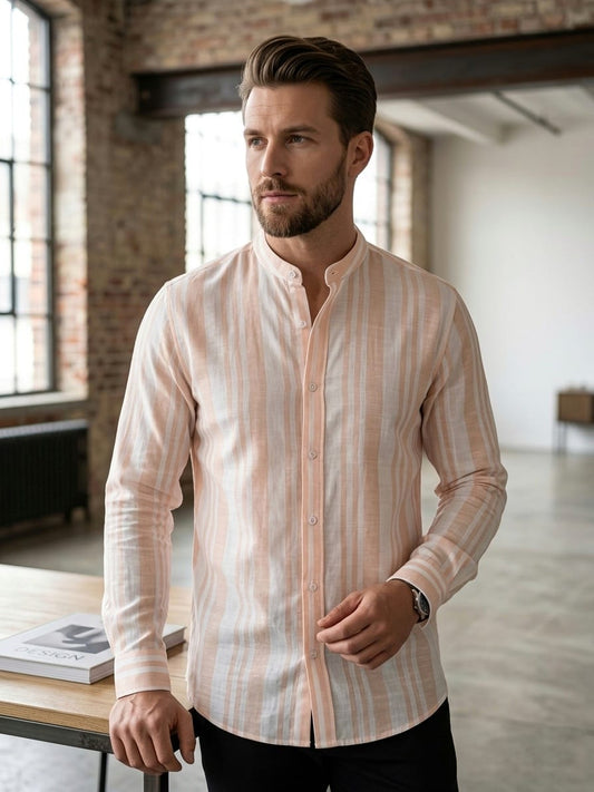 Peach Breeze Mandarin Collar Shirt