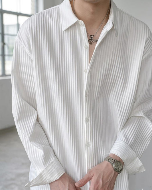 Luxe Flow Pleated White Shirt